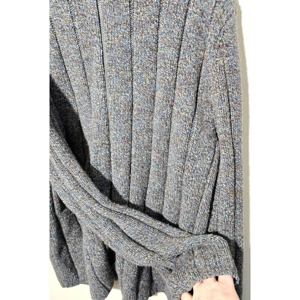 Express Mens Cardigan Sz XL Full Zip Chunky Knit Stretch Mock Neck Wool Blend